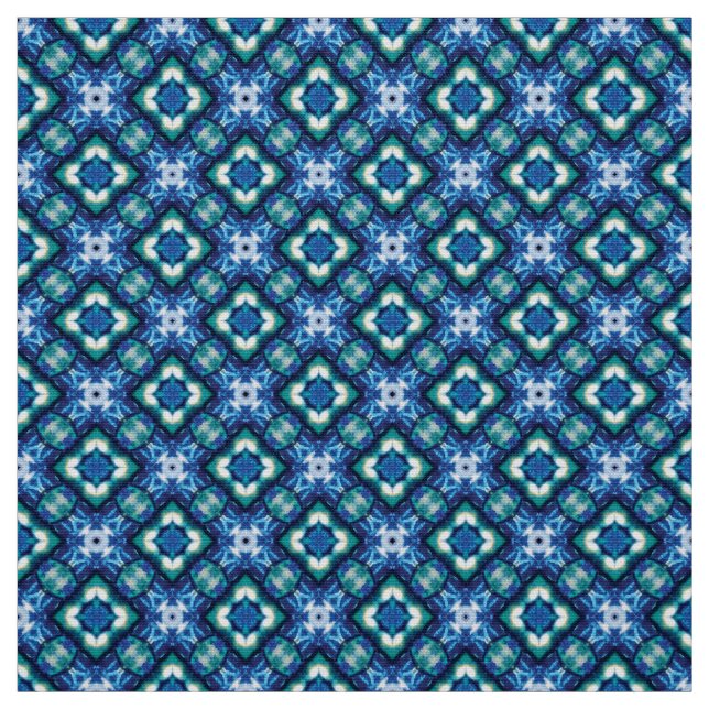Glitch2 White Blue Quilting Crafts Fabric Tyg (Provkarta)