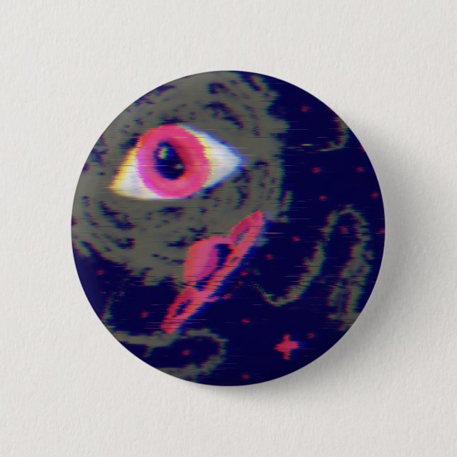 Glitch Aesthetic Cosmic Horror Doodle Button Knapp (Framsida)