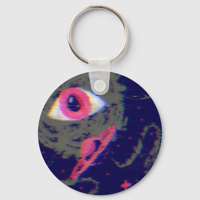 Glitch Aesthetic Cosmic Horror Doodle Keychain Nyckelring (Framsida)