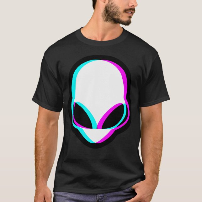 Glitch Alien Head T Shirt (Framsida)