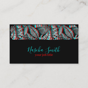 Glitch Anaglyph Teal & Red Push Stroke Visitkort