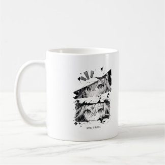 Glitch Anime Ögon Svart & Vitt Estetiskt Manga  Kaffemugg