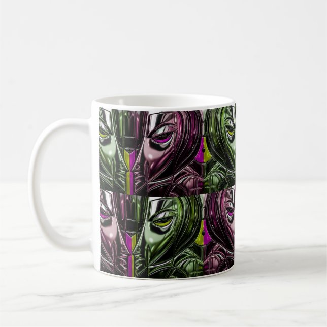 Glitch Art Ansiktsmugg Kaffemugg (Vänster)
