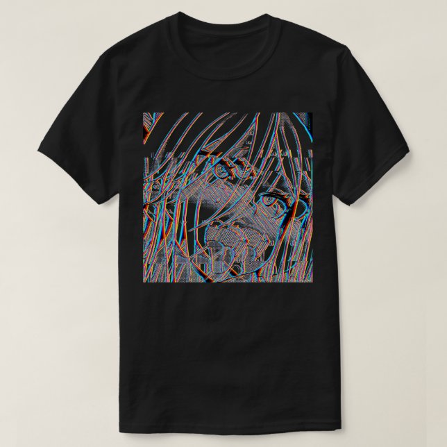 Glitch Art Ecchi Otaku Girl T Shirt (Design framsida)