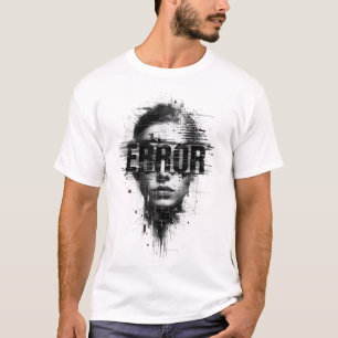 Glitch Art "ERROR" Ansikte T-Shirt Cyberpunk Dig
