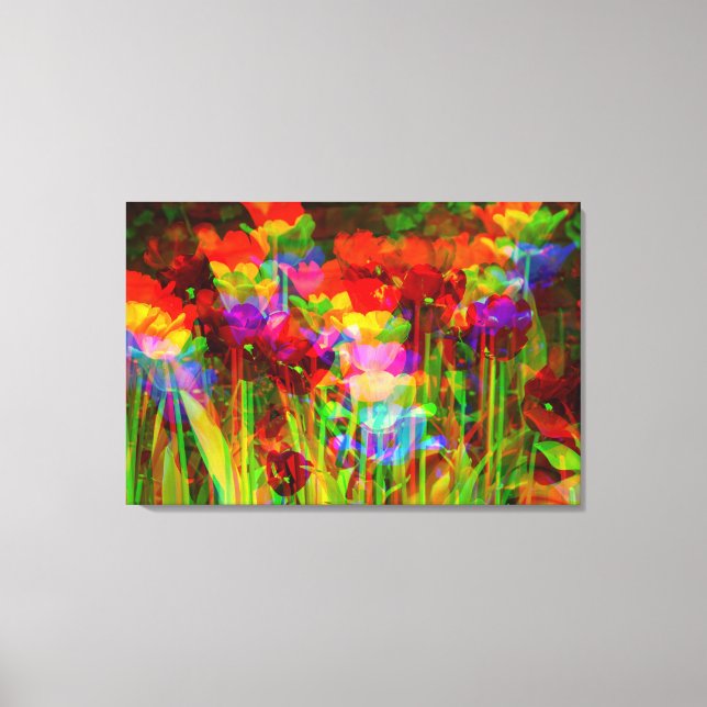 GLITCH ART on blooming tulips on stretched canvas (Framsida)