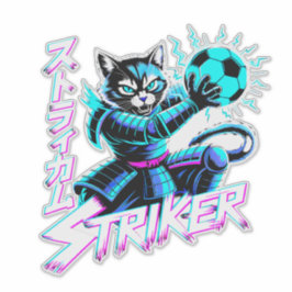 Glitch Art Samurai Striker Cat för spelkonsol Klistermärken