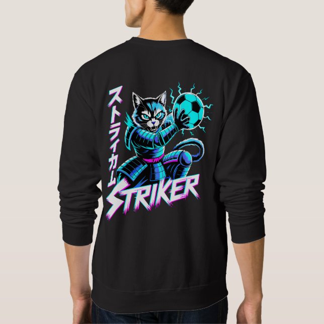 Glitch Art Samurai Striker Katt För Spelare & Anim Lång Ärmad Tröja (Baksida)
