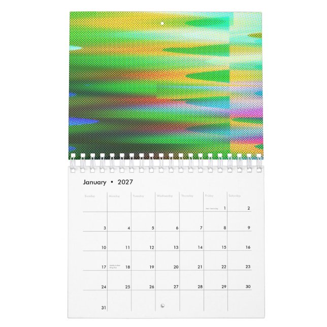 Glitch Art Vaporwave Estetik Analog Fel Kalender (Jan 2027)