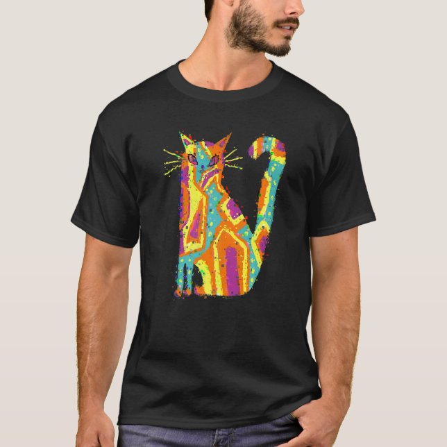 Glitch Cute Cat T Shirt (Framsida)