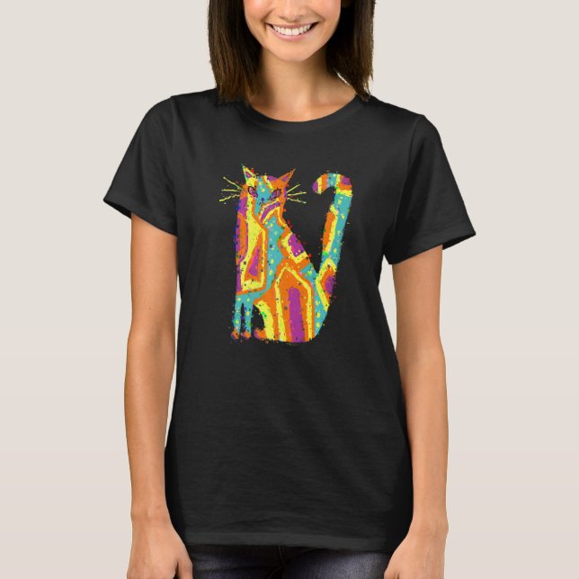 Glitch Cute Cat T Shirt (Framsida)