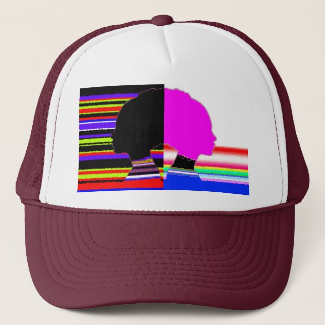 Glitch Dual Profile – Pop Art Trucker Cap Keps (Framsida)