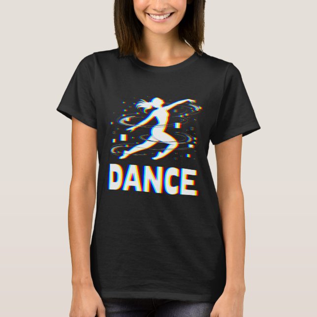 Glitch EDM Dancer - Abstrakt Silhouette T Shirt (Framsida)