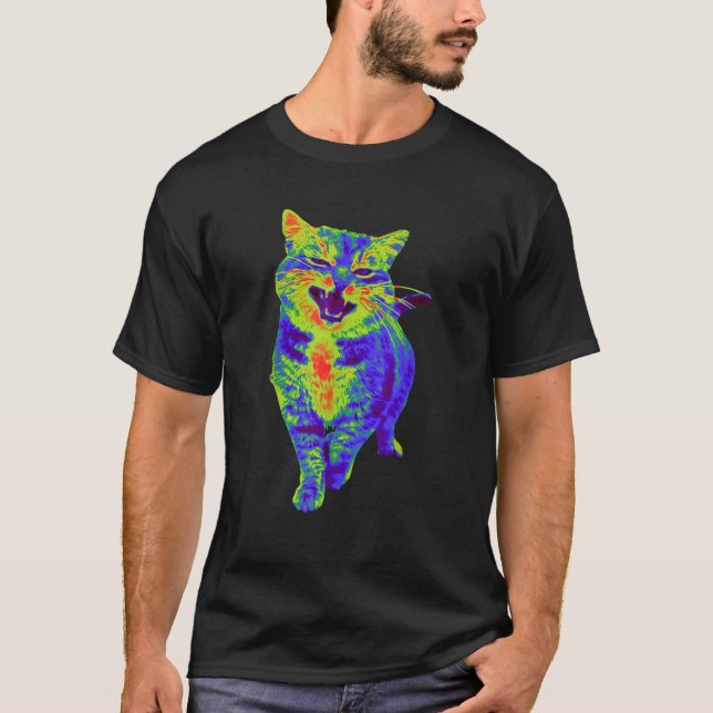 Glitch Effect Cat Funny Cat Meme T Shirt (Framsida)