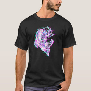 Glitch Effect Japansk koi Fish 鯉 Vaporwave Aesthe T Shirt