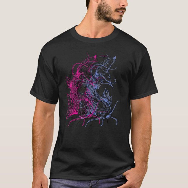 Glitch Effect Japansk Koi Fisk ? Vaporwave Estetik T Shirt (Framsida)