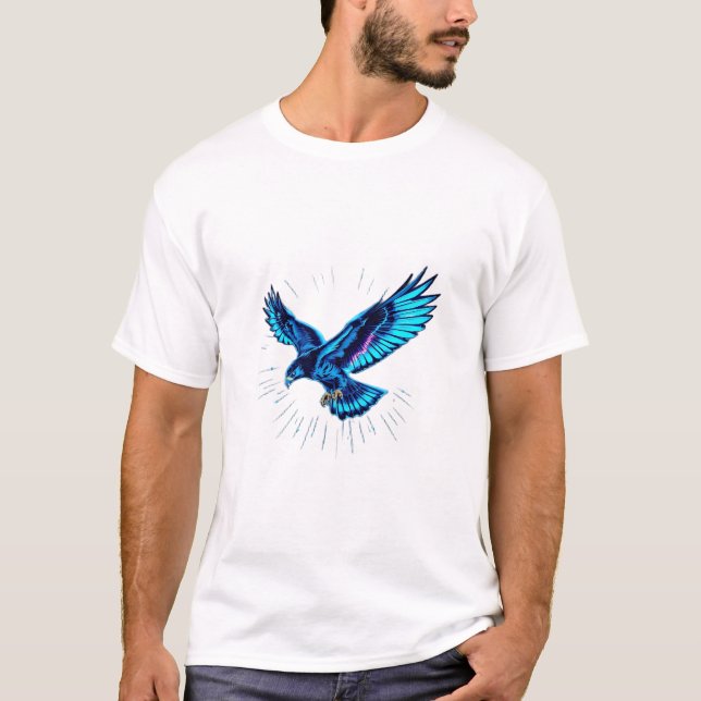 Glitch Electric Hawk Manar-Shirt T Shirt (Framsida)