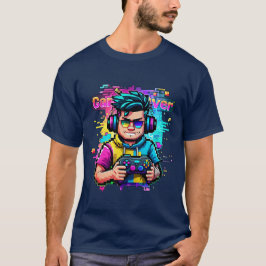Glitch Gamer T-Shirt Neon Pixel Art-spel