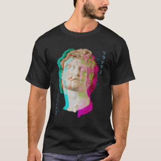 Glitch Greece Statue Wave Synthwave Vaporwave Aest T Shirt