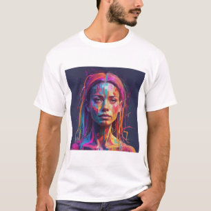 Glitch honfärglös ansikte minimal t-shirt