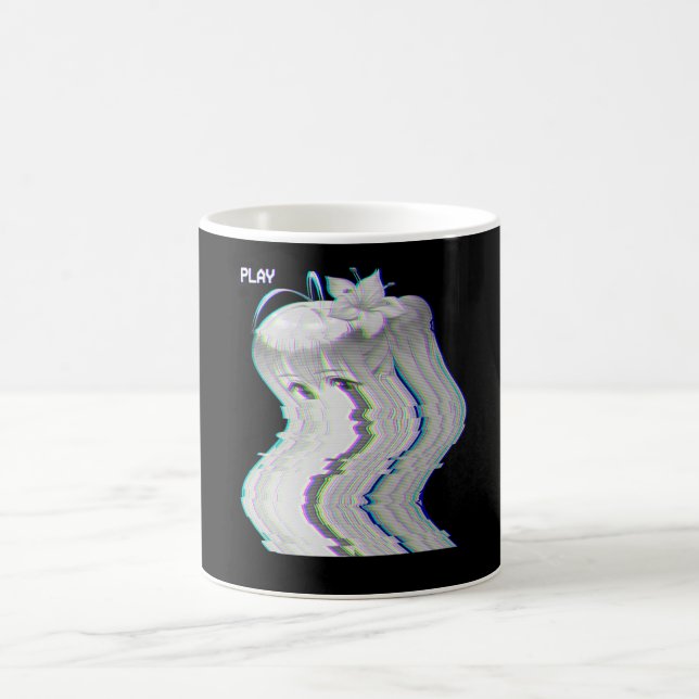 Glitch jape Girl VHS Eboy Egirl Harajuku Kaffemugg (Center)