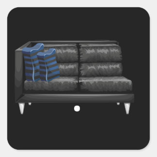 Glitch-möbler Lveseat loveseat Black Läder Fyrkantigt Klistermärke