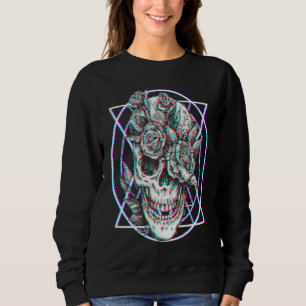 Glitch Ockult Skalle Ros Estetisk Ockult Mode T Shirt