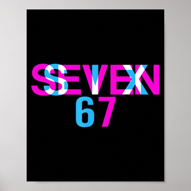 Glitch Optical Illusion Funny Six Seven 67 Meme Ge Poster (Framsidan)