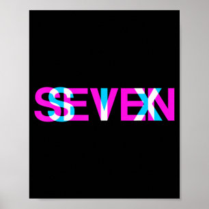 Glitch Optisk Illusion Sex Sju 6 7 Meme Gen Alp Poster