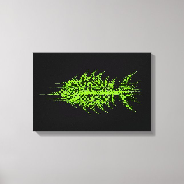 Glitch Pixel Code Fish Wall Art Canvastryck (Framsida)