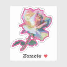 Glitch Pixel Rosa Blomstikett Design