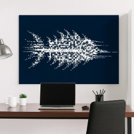 Glitch Pixel Vit Fisk Väggkonst