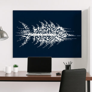 Glitch Pixel Vit Fisk Väggkonst