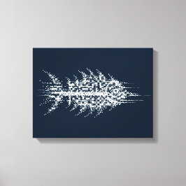 Glitch Pixel Vit Fisk Väggkonst Canvastryck
