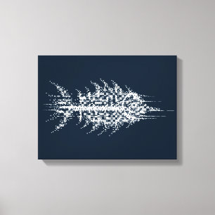 Glitch Pixel Vit Fisk Väggkonst Canvastryck