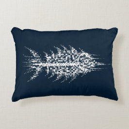 Glitch Pixel White Fish Prydnadskudde