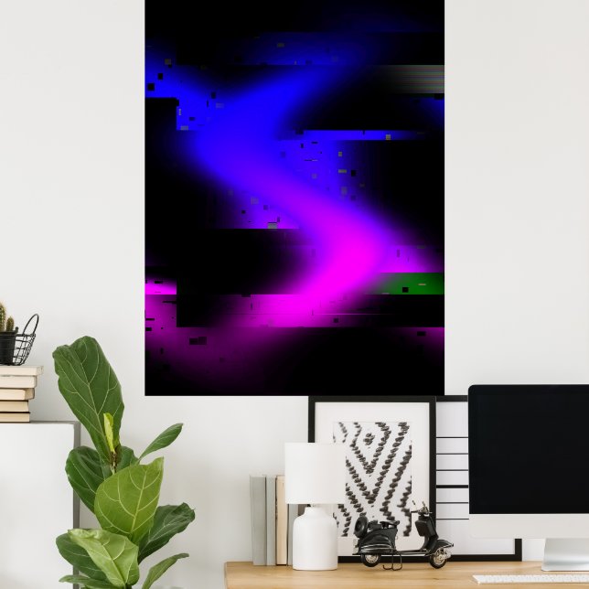 Glitch Plasma Black Poster (Hemmakontoret)