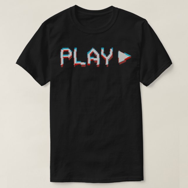 Glitch Retro VHS Tape Forward Play Pause Post Ic T Shirt (Design framsida)