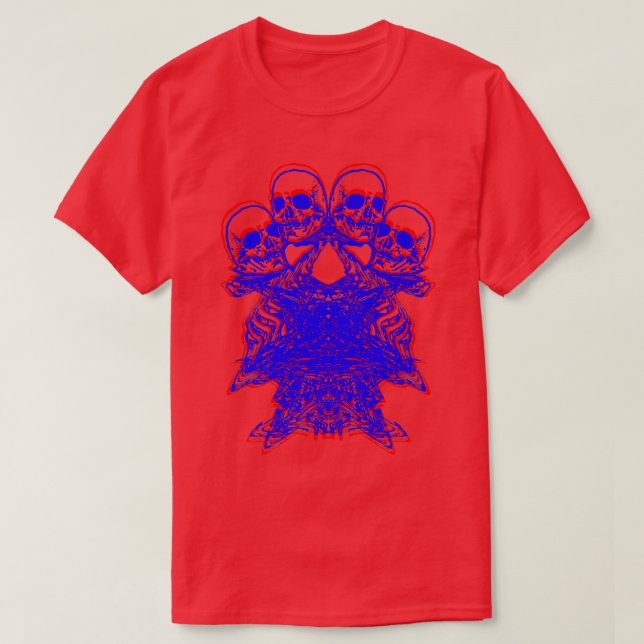 Glitch Skeleton Mönster Trippy EBoy EGirl Punk Aes T Shirt (Design framsida)