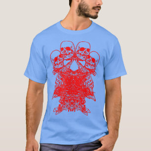 Glitch Skeleton Mönster Trippy EBoy EGirl Punk Red T Shirt