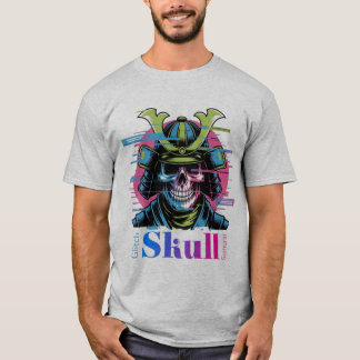Glitch Skull Samurai: Digital Age Warrior T Shirt