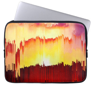Glitch Solnedgång Himmel Abstrakt Konst Laptop Fodral