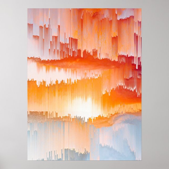 Glitch Solnedgång Himmel Abstrakt Konst Poster (Framsidan)