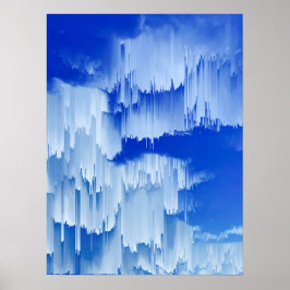 Glitch Solnedgång Landskapsdekoration Poster