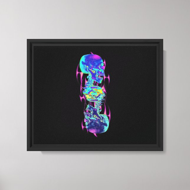 Glitch Spine - Cyberpunk Skeleton Canvastryck (Framsida)