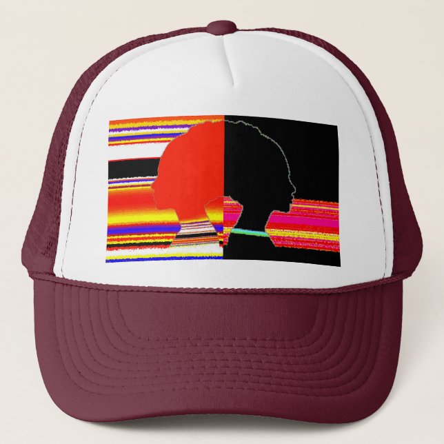 Glitch Split Profile – Pop Art Trucker Cap Keps (Framsida)