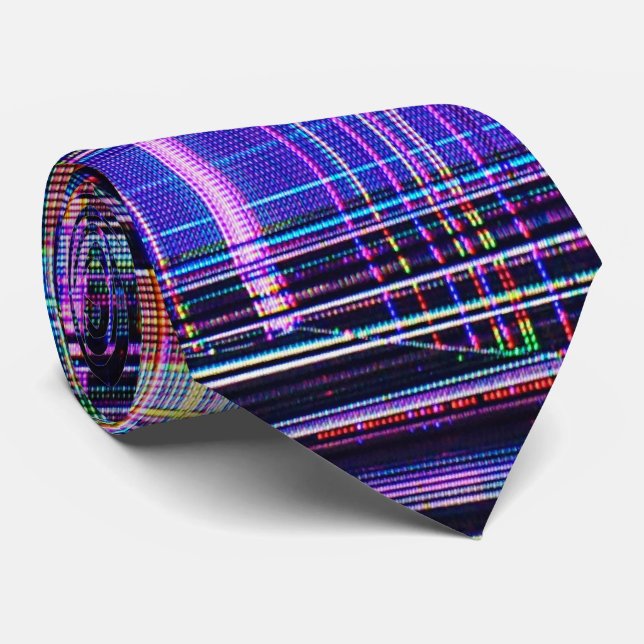 Glitch tech abstract pattern print tie slips (Rullad)