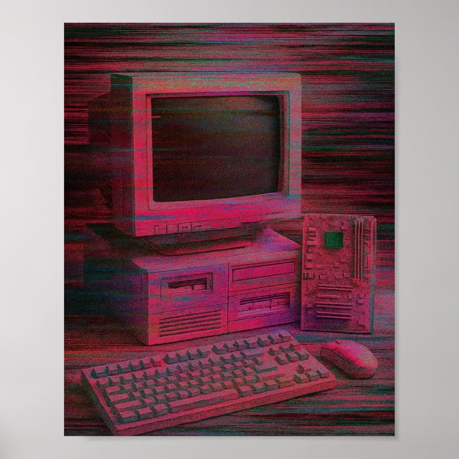 Glitchad Terminal | Vaporwave Techcore Affisch (Framsidan)