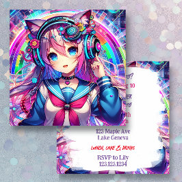 Glitchcore Colorful Anime Artwork Födelsedagsfest Inbjudningar