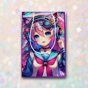 Glitchcore Colorful Anime Girl Artwork Birthday